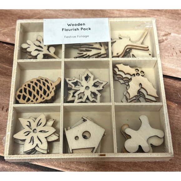 FL633 Kaisercraft FESTIVE FOLIAGE Flourish Pack 45 Pieces Craft Embellishments - Picture 3 of 4